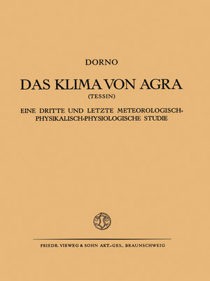 cover image of Das Klima von Agra (Tessin)